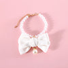 Pet Pearl Diamond Bow Necklace Princess Style Bow Tie Pendant Birthday Cat Puppy Collar