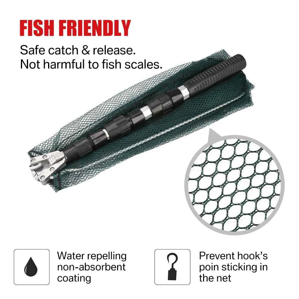 Retractable Landing Net Folding 1.9m/1.5m/1.3m Telescopic Fishing Net Outdoor Sea Mesh Portable Hand Dip Net For Carp Fly Fun