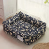 Plaid Printing Soft Removable&Washable Dog Bed Fabric Skin-Friendly Cotton&Linen Breathable Pet Sofa Square Cat Litte Dog Bed