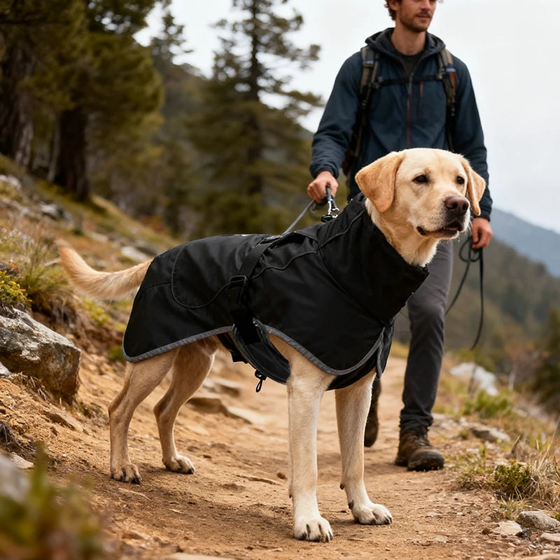 Dog Raincoat Windbreaker for All Dog Sizes Waterproof Dog Outdoor Jacket with Reflective Strip, Adjustable Straps & Snap Button
