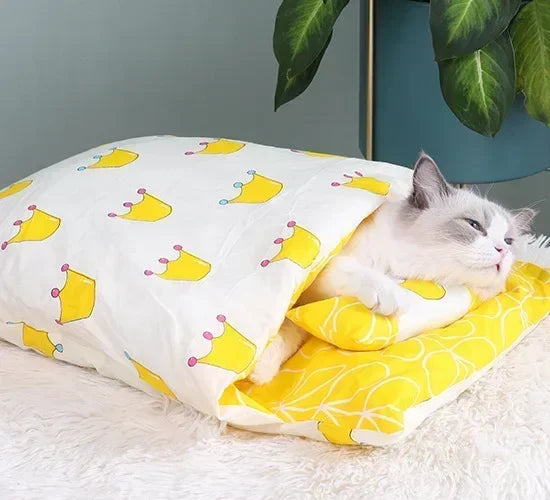 Kawaii Removable Cats Bed House Home Supplies Products for Adult Cats Large Pet Dog Bed Cat's House Cave Comfortable  Food Cute - Play Paws Toys