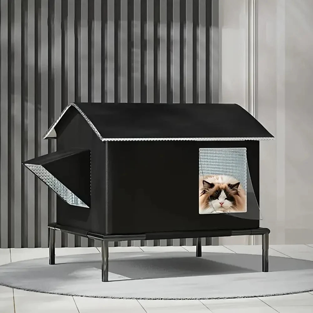 Elevated Pet House-Bed Moisture-Proof Design Cat House Weatherproof for Indoor or Outdoor Use Fits Small or Medium Pets - Play Paws Toys