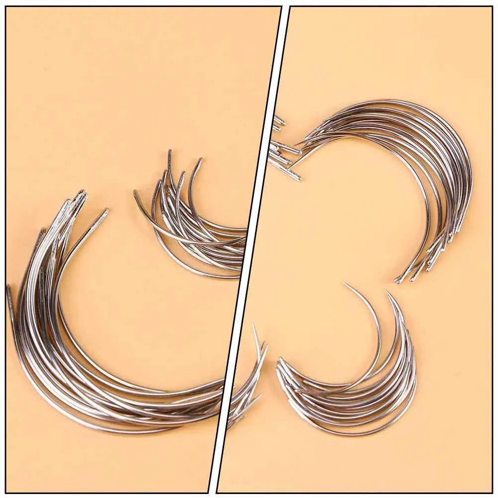 96Pcs Stainless Steel C Type Curved Sewing Needles Big Eye Hand Needles for Craft Sewing Repair Big Eye Needle