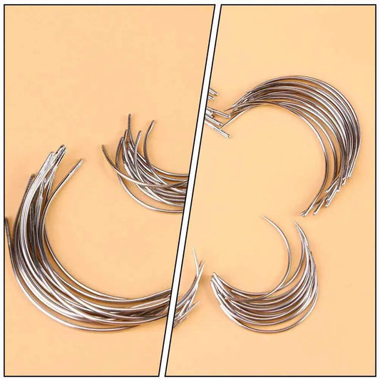 96Pcs Stainless Steel C Type Curved Sewing Needles Big Eye Hand Needles for Craft Sewing Repair Big Eye Needle