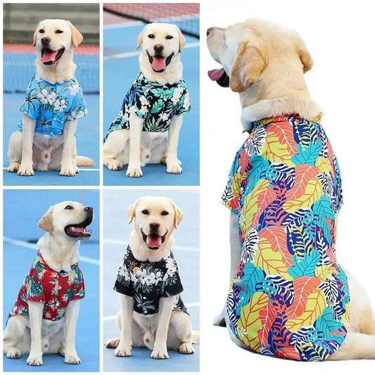 Small and Medium-sized Dog Beach Pineapple Shirt Hawaiian Pet Dog Cat Golden Retriever Spring and Summer Season Clothing
