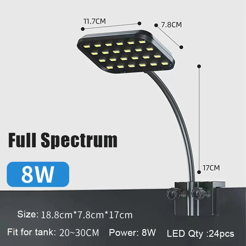 220V Aquarium LED Light Full Spectrum Water Grass High Brightness Fish Tank Aquatic Plant Clip-on Lamp Energy-saving Lighting