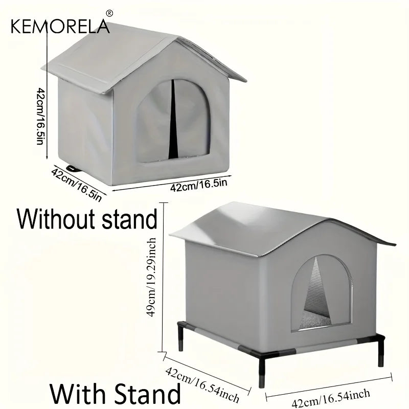 KEMORELA Large Winter Outdoor Cat House & Dog Kennel with Insulated Plush Interior, Easy Assembly,Durable Oxford Fabric for Cats - Play Paws Toys