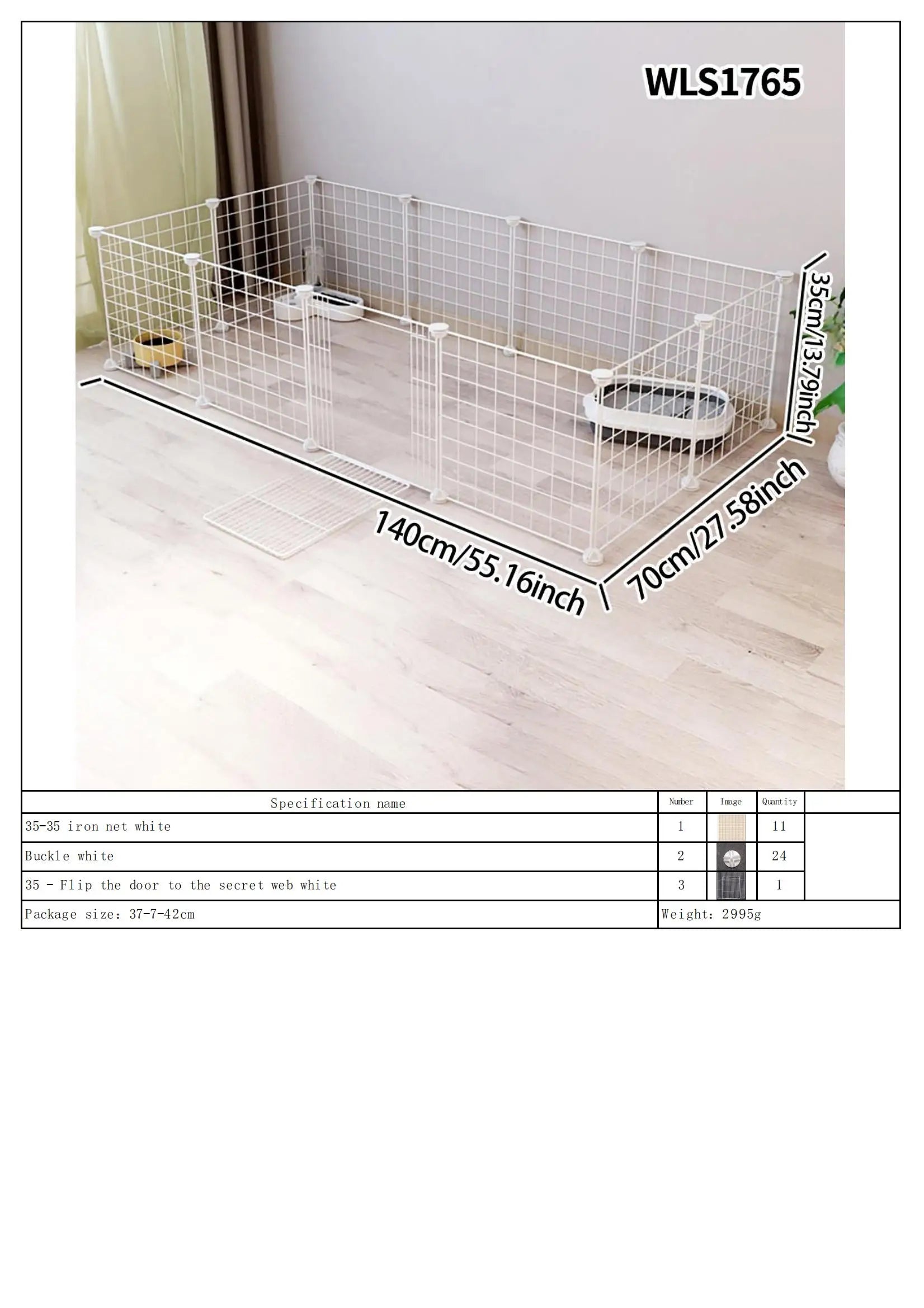 Pet Splicing Fence with Detachable Iron Mesh Gate, Isolation Barrier, Anti-Escape Gate, Indoor Fence, Easy to Assemble, Portable Cage - Play Paws Toys