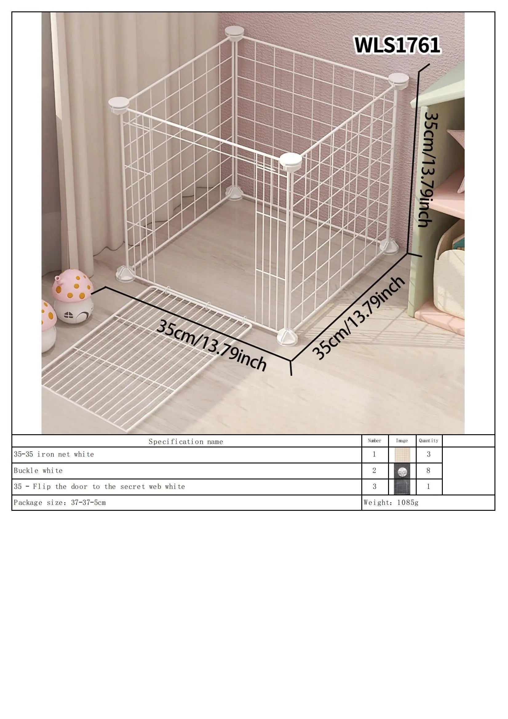 Pet Splicing Fence with Detachable Iron Mesh Gate, Isolation Barrier, Anti-Escape Gate, Indoor Fence, Easy to Assemble, Portable Cage - Play Paws Toys