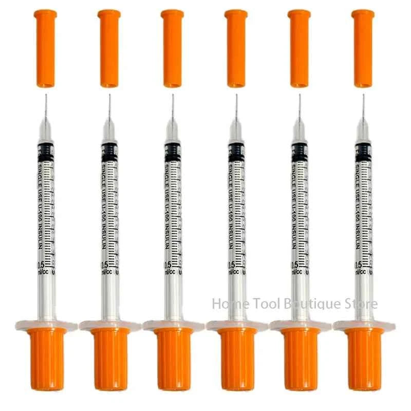 50pcs/lot 1ml 0.5ml 29G 30G 31G 32G Disposable Plastic Veterinary Syringe With Needles pet Animal dog cat syringe