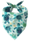 1pc Turtle Dog Scarf - Turquoise Blue & Mint Green Turtle Print With Starfish Pattern, Adjustable For Medium To Large Dogs, Turquoise Ocean Themed Pet Apparel, Suitable For Beach Walks And Swimming Accessories