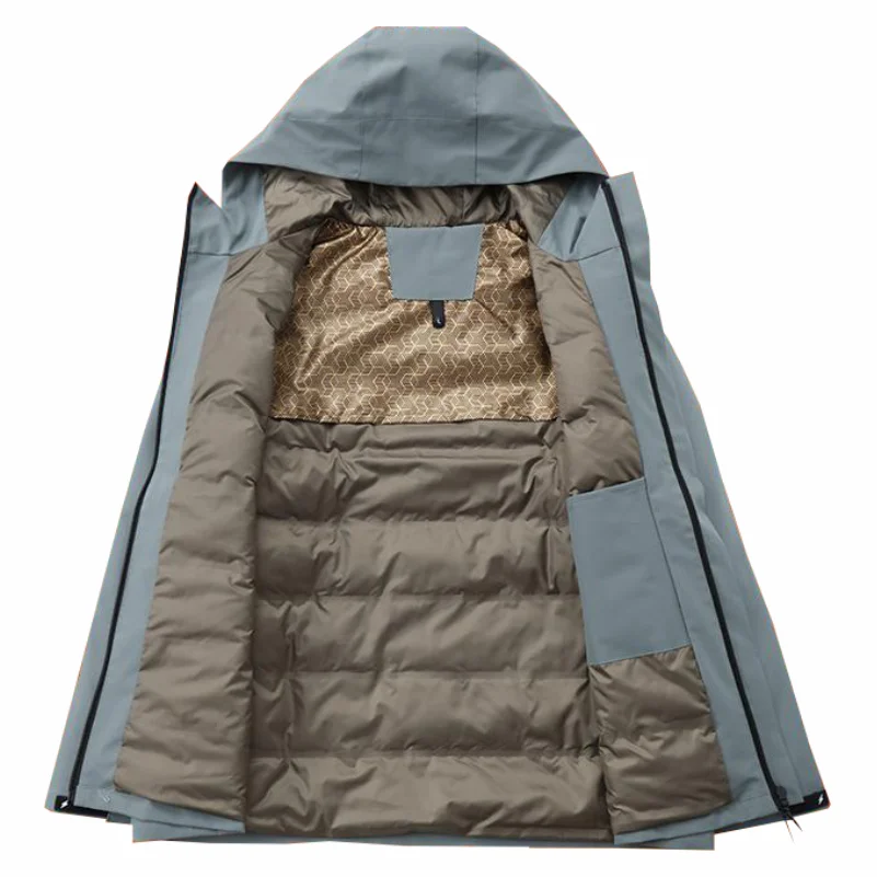 Graphene Windproof Jacket Men Winter New Fashion Thickened Outdoor Mountain Hiking Customizable Hooded Overcoat Casual Clothes