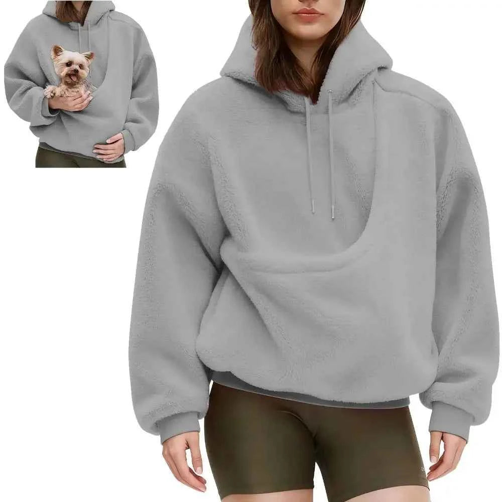 Front Large Pouch Pet Carrier Hoodie Long Sleeve Material Cat Dog Bag Daily Wear Hands-Free Unisex Pouch Sweatshirt Cats