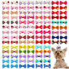 100PCS Dog Bows New Mixed Colors Puppy Bows Pet Dog Supplies With Rubber Bands Handmade Pet Grooming Accessories For Dogs