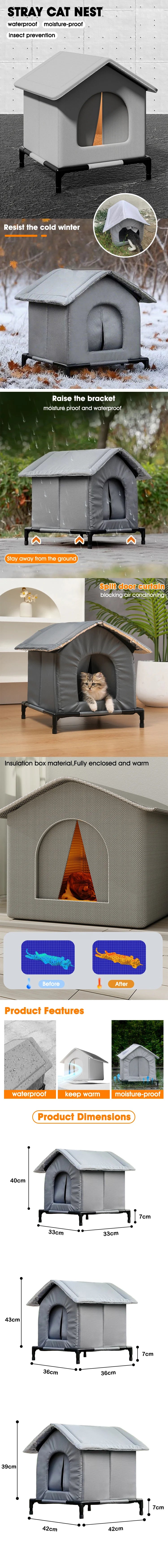 NewestStray Cat dog House Waterproof Outdoor Winter Warm Pet Cave Sleeping Beds Home Foldable Washable for Small Supplies - Play Paws Toys