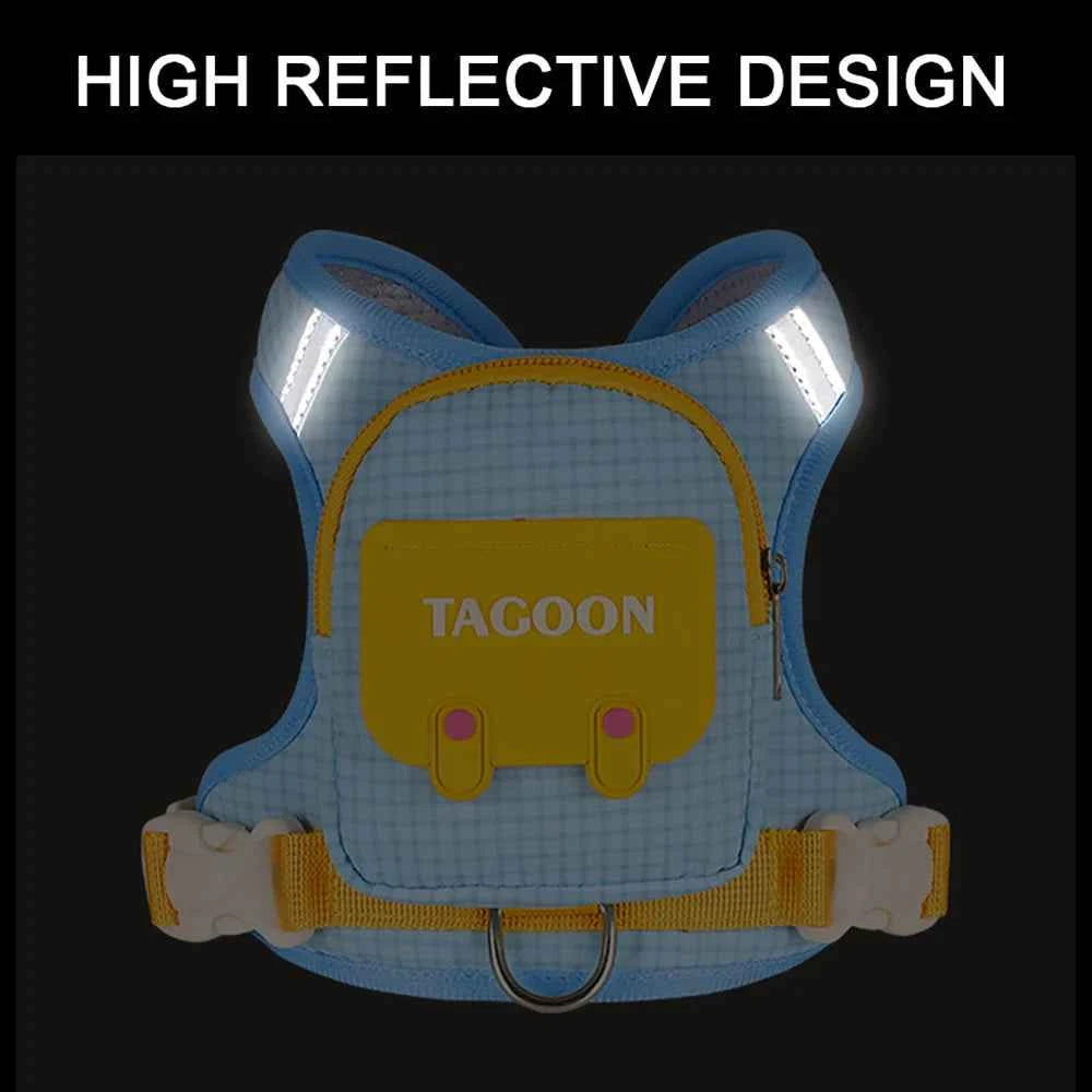 Dog Cat Harness and Leash Set, Reflective Adjustable Pet Vest with Backpack  for Small Medium dogs