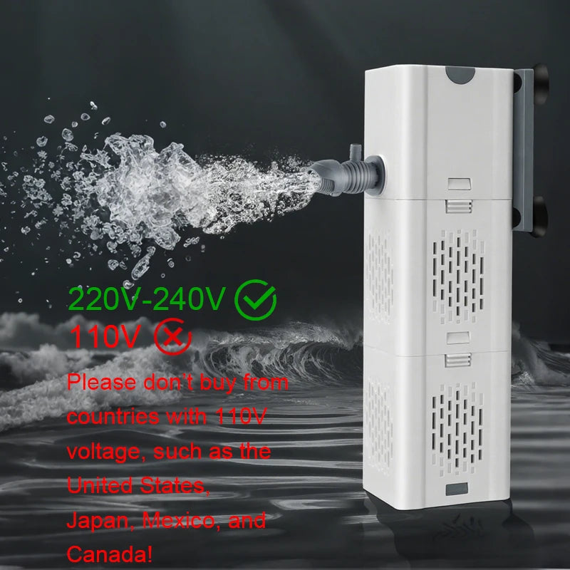 Aquarium Filter Pump Fish Tank Submersible Silent Air Oxygen Aerator Internal Water Pump Aquarium Air Pump Wave Maker 220v