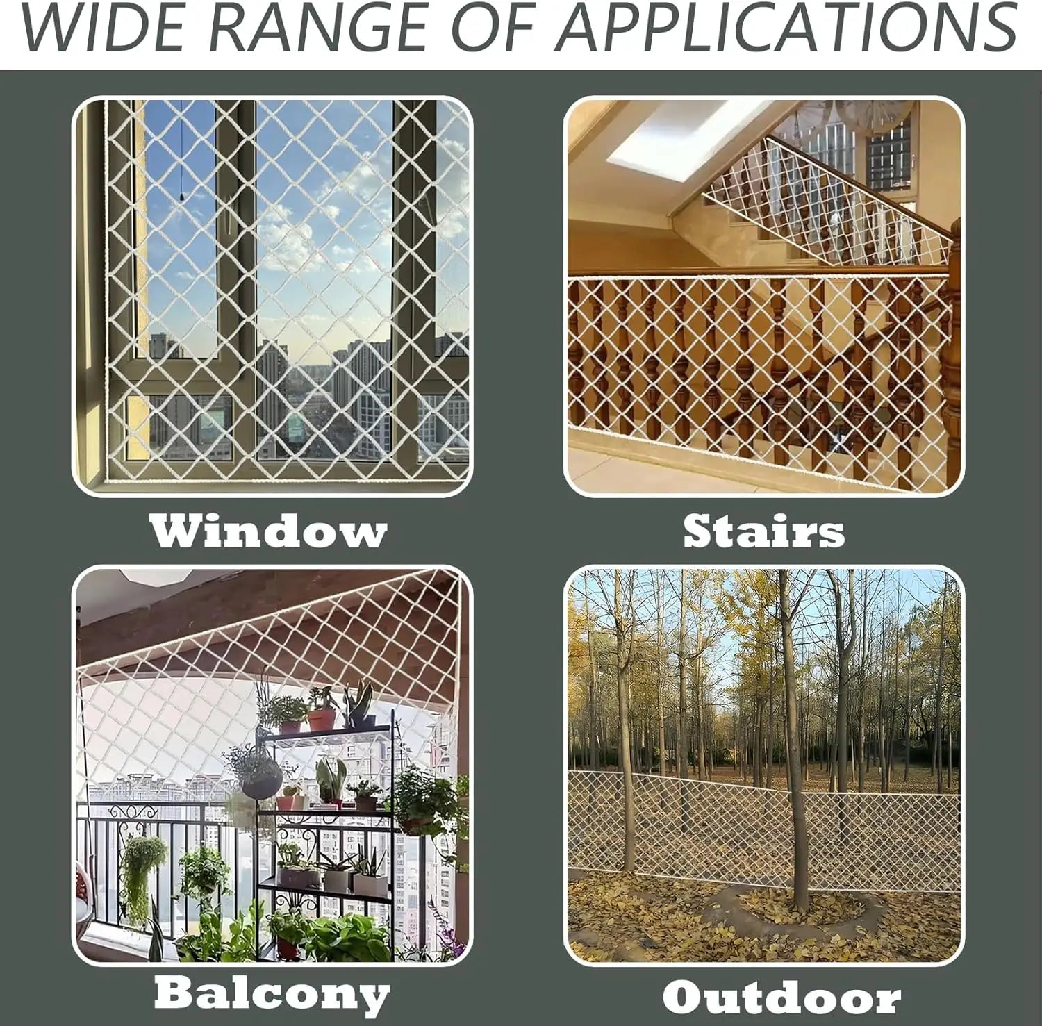 Steel Reinforced Cat Netting for Balcony- Cat Anti Fall Netting,Garden Net Anti Bird Net with Wire,Safety Netting Fence for Pets - Play Paws Toys