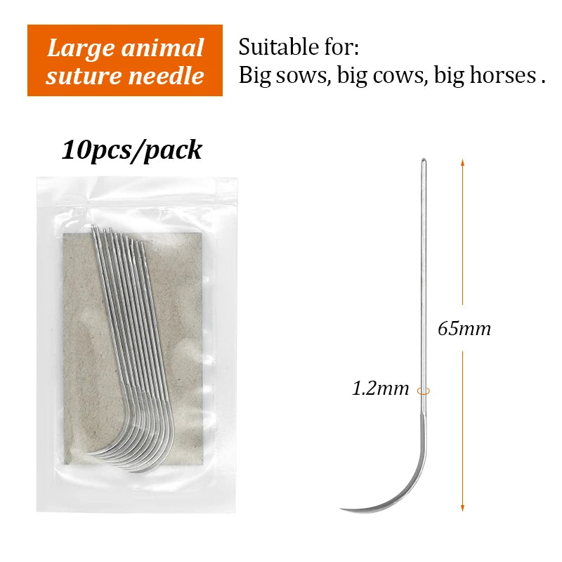 Suture Needle Bending Needle Veterinary 10Pcs Absorbable Suture Thread 1M Animal Husbandry Veterinary Tools Sheep Cow Livestock