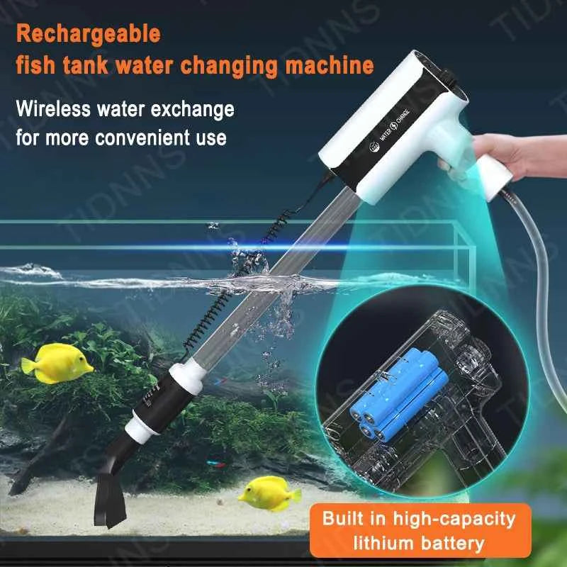 Powerful Suction Aquarium Electric Syphon Operated Fish Tank Sand Washer Vacuum Gravel Water Changer Siphon Filter Cleaner