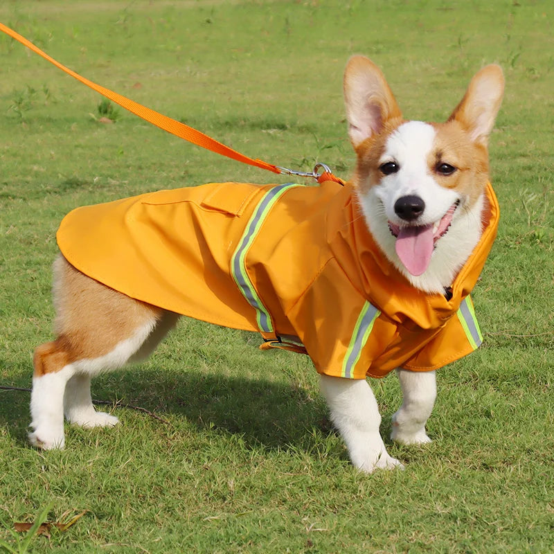 Waterproof Large Dog Raincoat Corgi Cloak Style Puppy Dog Clothes Reflective Pet Windproof Rainproof Hooded Raincoat for Dog