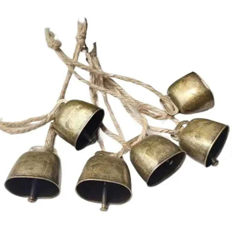 Hot Sale Cow And Sheep Bells Pet Copper Bells Christmas Decoration Jingle Bells With Hemp Rope Loud Bells Xmas Hanging Ornament