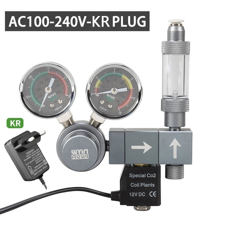 Aquarium CO2 regulator Solenoid valve Quick plug interface Bubble meter Fish tank control system CO2 pressure reducing valve