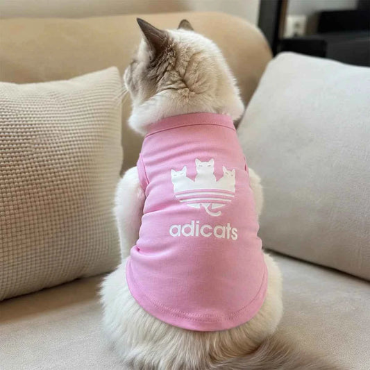 Adicats Pink Cat Clothes Spring Summer Autumn Small Medium Large Popular Singlet Funny Printing Three Kitten Clothing