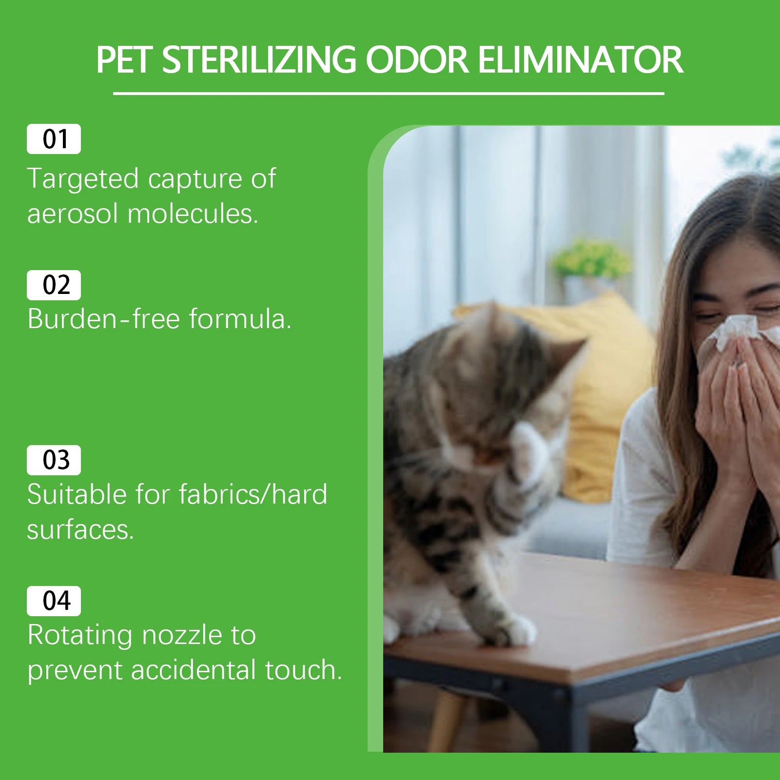 Pet Odor Eliminator Spray for Cat Dog Urine Accidents on Carpet Furniture Natural Deodorizing Mist with No Synthetic Fragrance