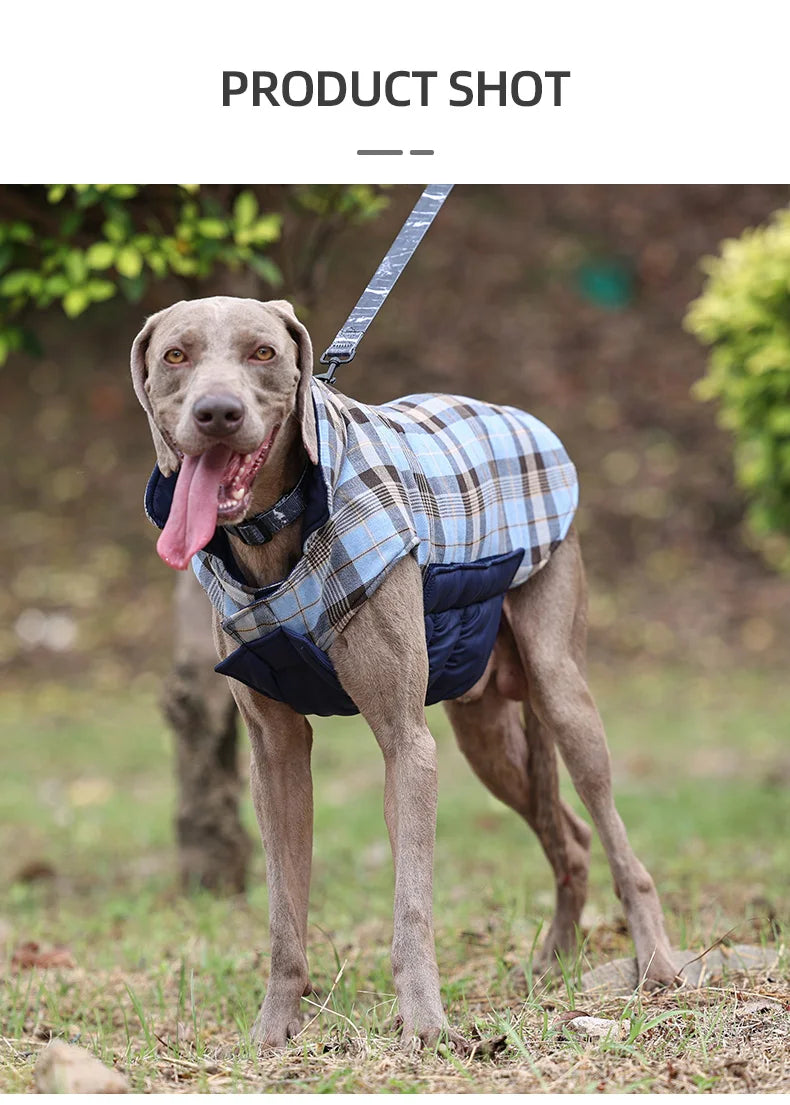 Reversible Dog Jacket Winter Dog Clothes Waterproof Checked Soft Quilted Coat for Small Large Dogs Warm Pet Vest French Bulldog