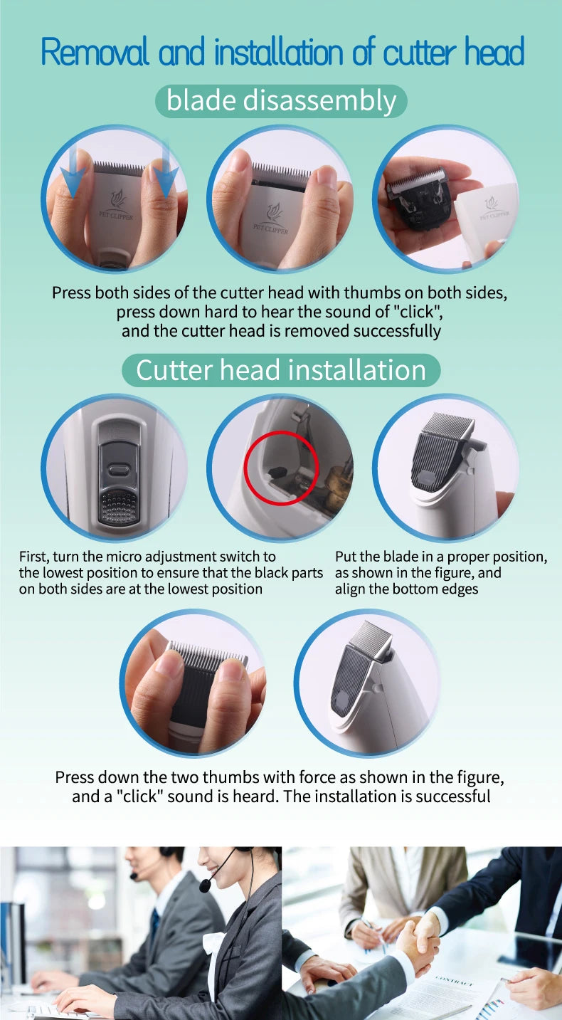 Fenice Dog Hair Cutting Machine Clippers Grooming Pet Animals Haircut Trimmer Shaver Set Pets Cordless Rechargeable Professional