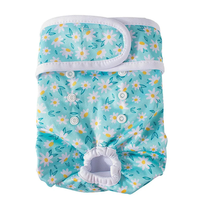Washable Female Dog Diaper Sanitary Short Panties Pet Physiological Pants Dog Clothes Cartoon Print Underwear Briefs Pet Product