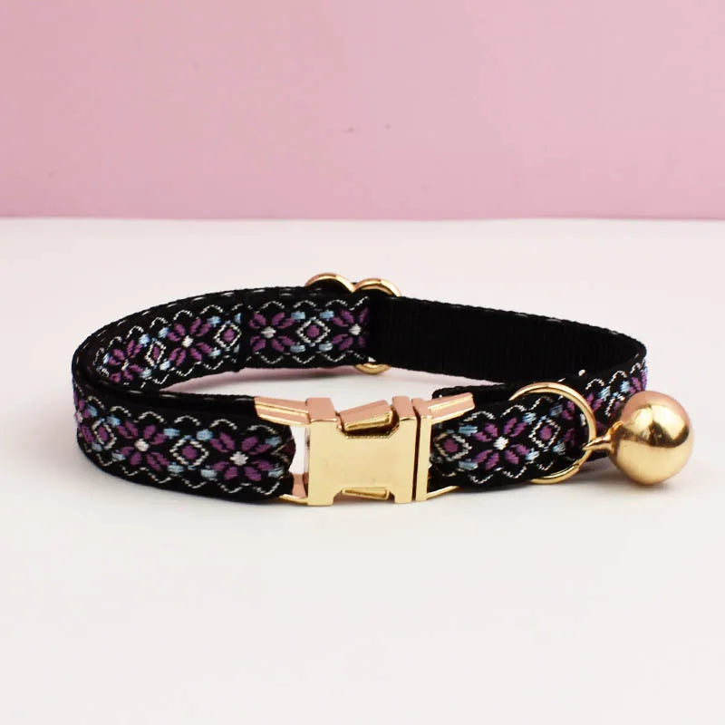 Adjustable Comfortable Cat Collar with Bell Personalized Pet Collar for Cats And Small Dogs metal hardware set cat collar