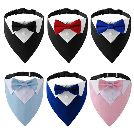 Sucado Bow Tie Dog Collar Tuxedo Bandana Adjustable Formal Puppy Triangle Neck Wear for Wedding Birthday Dress-up Cosplay Party