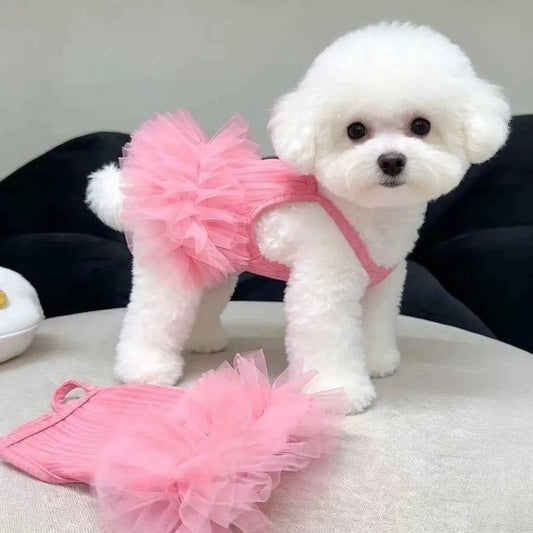 Cute Breathable Puppy Slip Dress Lace Hem Summer Pet Princess Dress Adorable Skin-friendly Dog Puffy Dress for Small Dog Cat