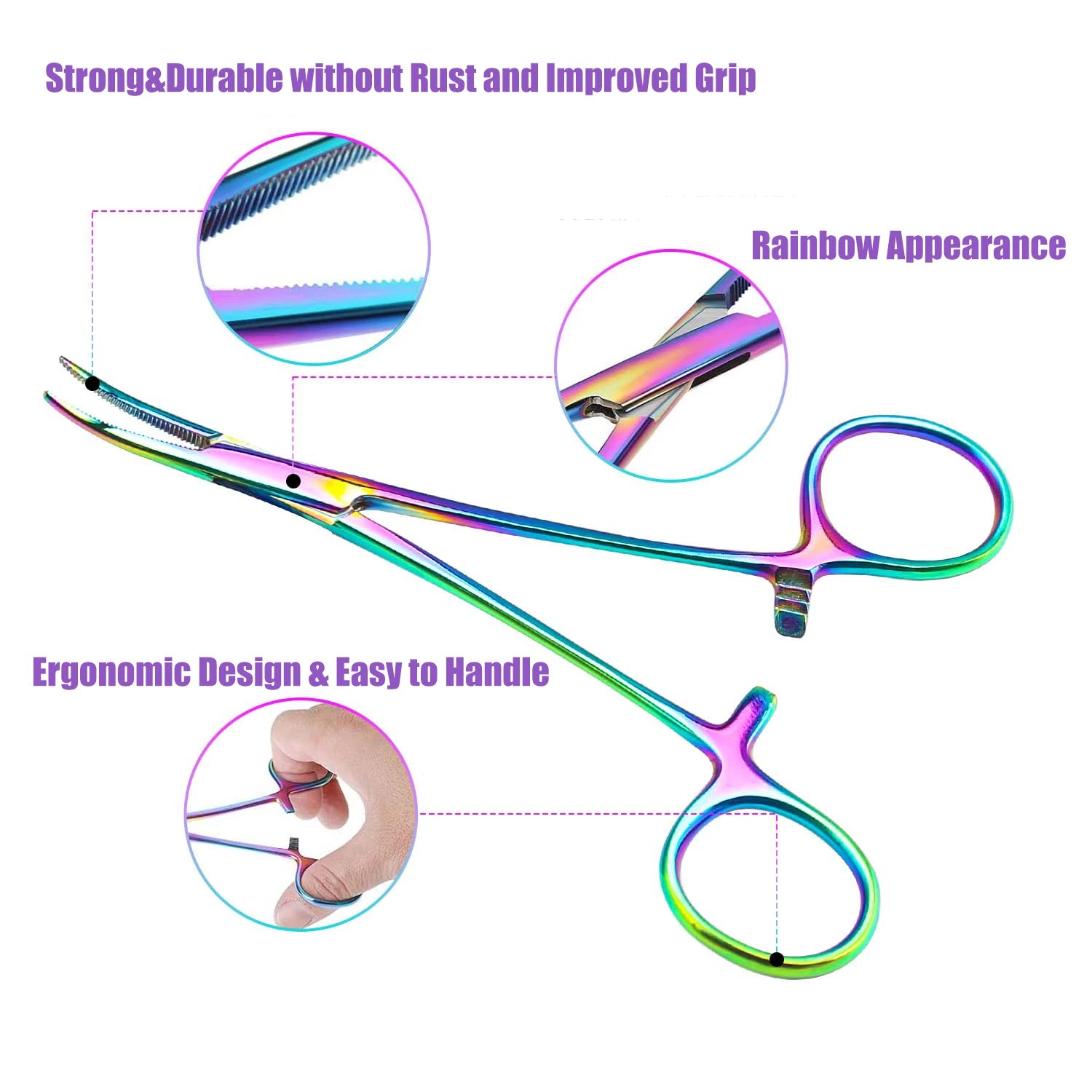 Dog Hair Tweezers Hemostat forceps stainless steel clamps color cosmetic veterinary tools for surgical wound cleaning