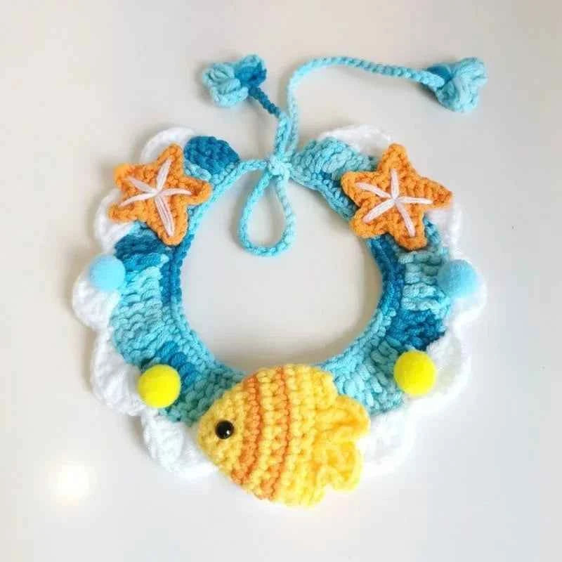 Hand-knitted Pet Collar Cat Decorative Collar Knitted Cute Dog Scarf Bib Saliva Towel Rabbit Decoration