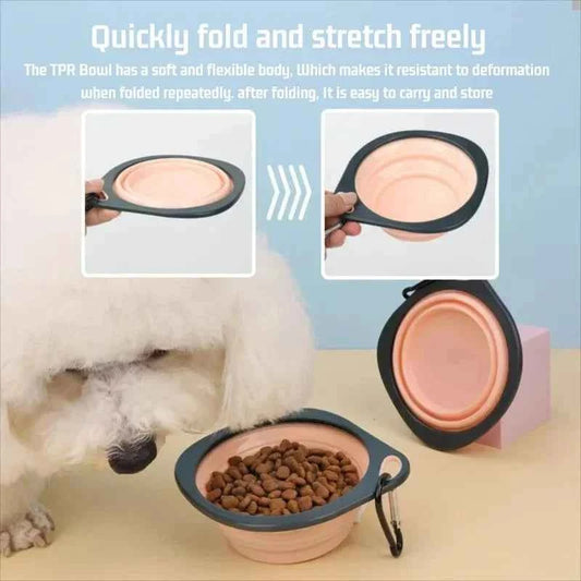 Portable Folding Pet Food Bowl Cat Dog Silicone Collapsible Feeder Bowl Travel Outdoor Puppy Water Container With Hook 320ml