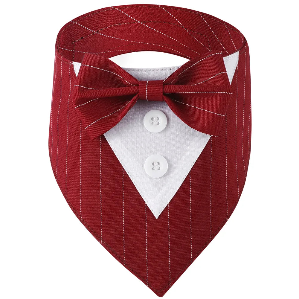 Sucado Handsome Wedding Pet Dog Bandana, Elegant Tuxedo Suit Scarf with Bowtie,  Luxury Formal Engagement Birthday Party Gifts