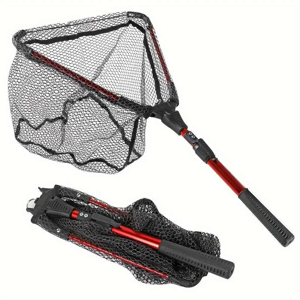 1pc Fishing Net Aluminum Alloy Retractable Triangular Telescopic Folding Fishing Net Folding Fishing Net with Telescopic Pole