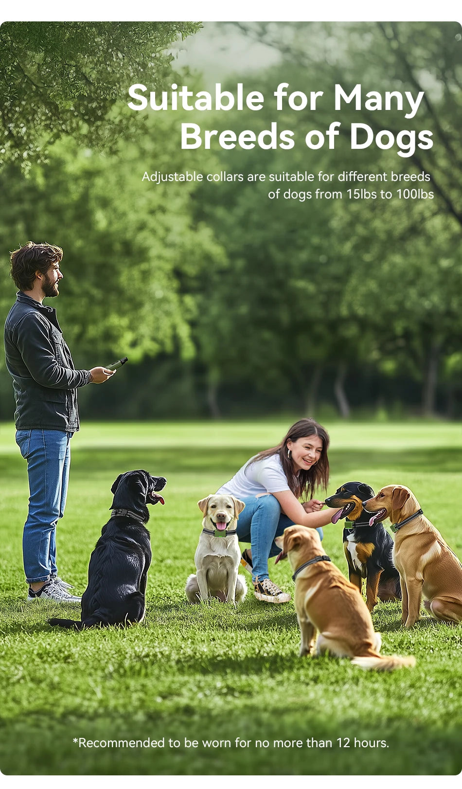 ROJECO Electric Dog Training Collar Remote Control Rechargeable Training Collar For Pet Dog Puppy Bark Control Stop Shock Collar