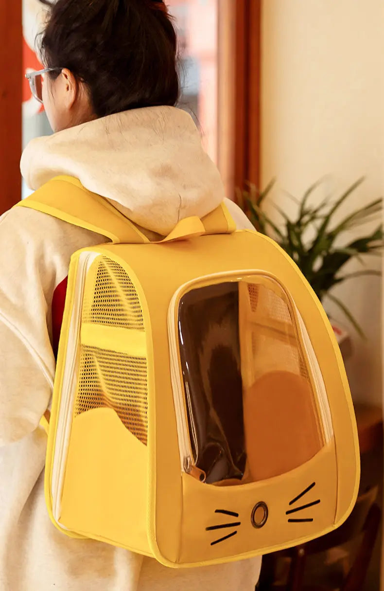 Cat Bag Outing Travel Pet Backpack Cabin Cat Schoolbag Shoulder Cage Multifunctional Bag Car Folding Soothing Anti-scratch - Play Paws Toys