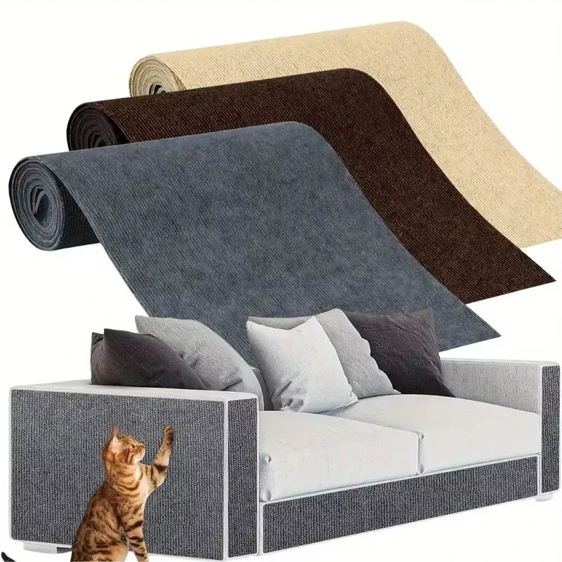 1Roll Cat Scratching Mat Self-Adhesive Trimmable Carpet Cat Scratching Post Carpet for Anti-scratching Sofa Furniture Protection