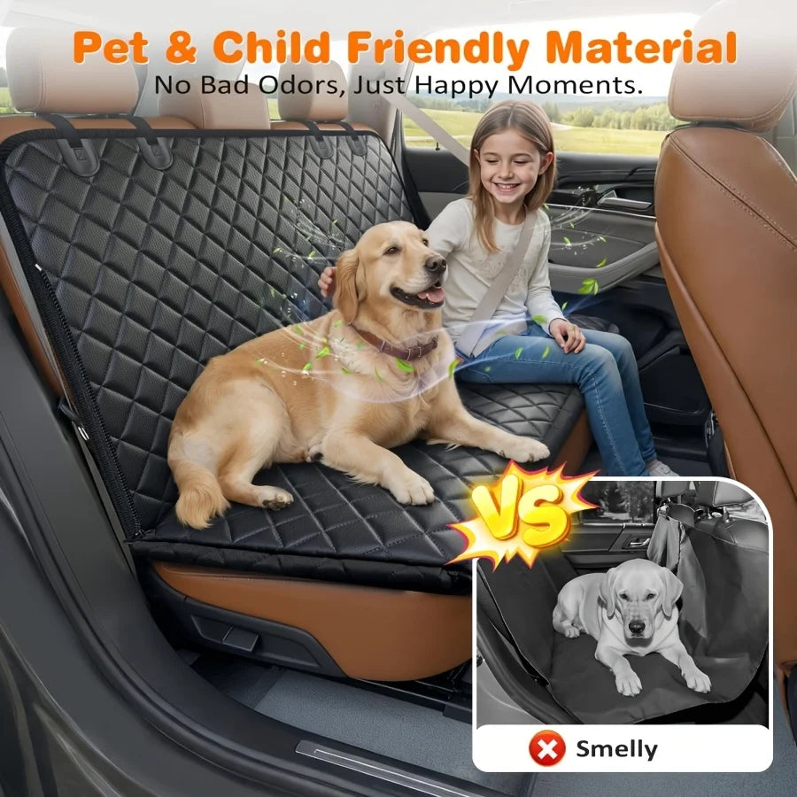 YVDKL 4 In 1 Dog Car Seat Cover For Back Seat, Waterproof Dog Hammock With Mesh Window And Side Flap Pet Car Seat Protector Dogs Backseat Cover For Cars, SUVs & Mid-Size Trucks