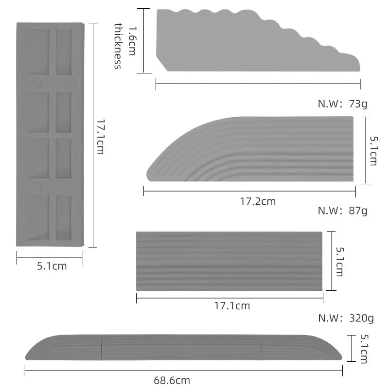Anti-Slip Threshold Door Step Ramp Kit for inteligent Robot Vacuum Cleaner Lightweight TPE Ramp for Wheelchairs