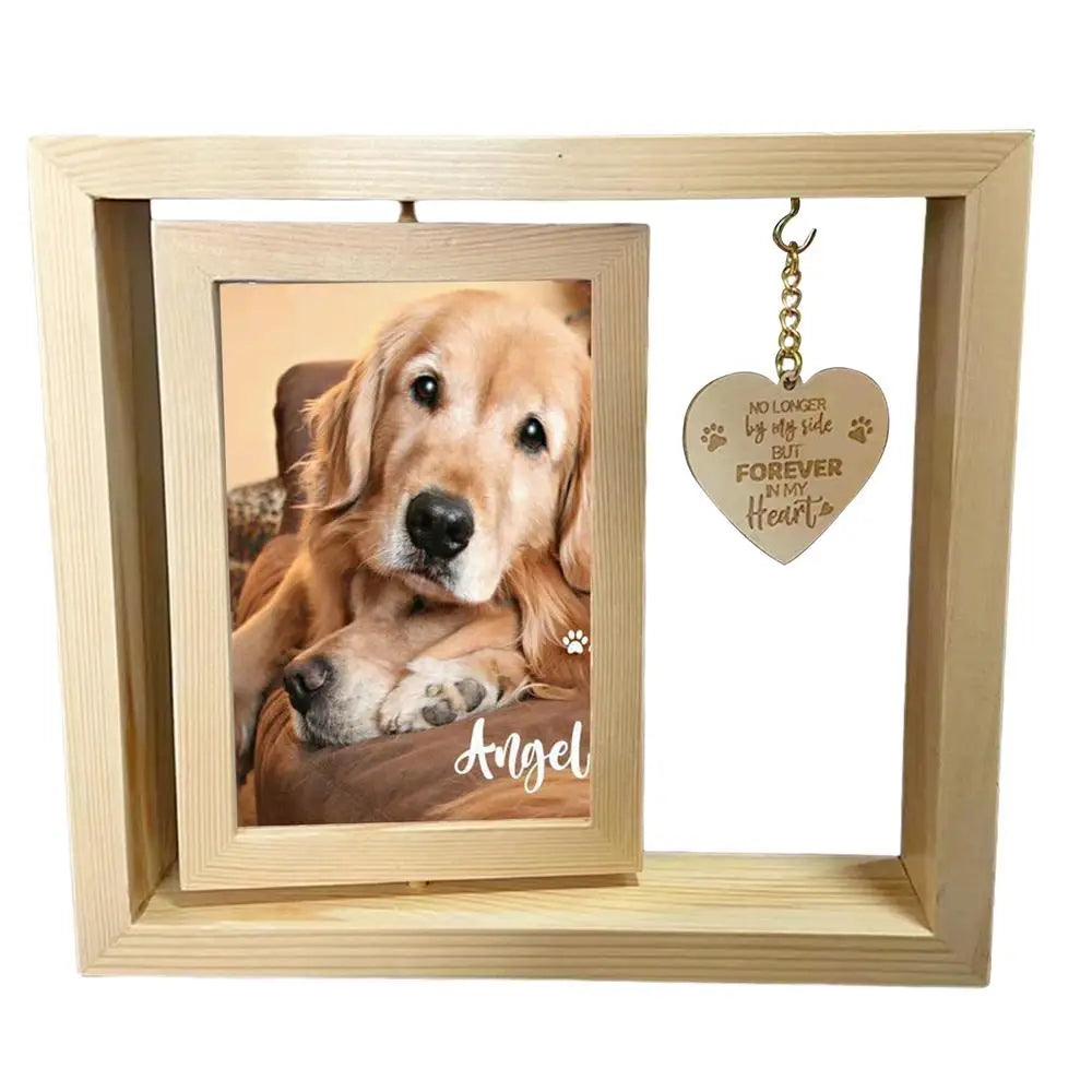 Pets Rotatable Photo Frame Memorial Desktop Photo Frame Heart Pendant Dog Memorial Home Table Decoration For Bedroom Living Room