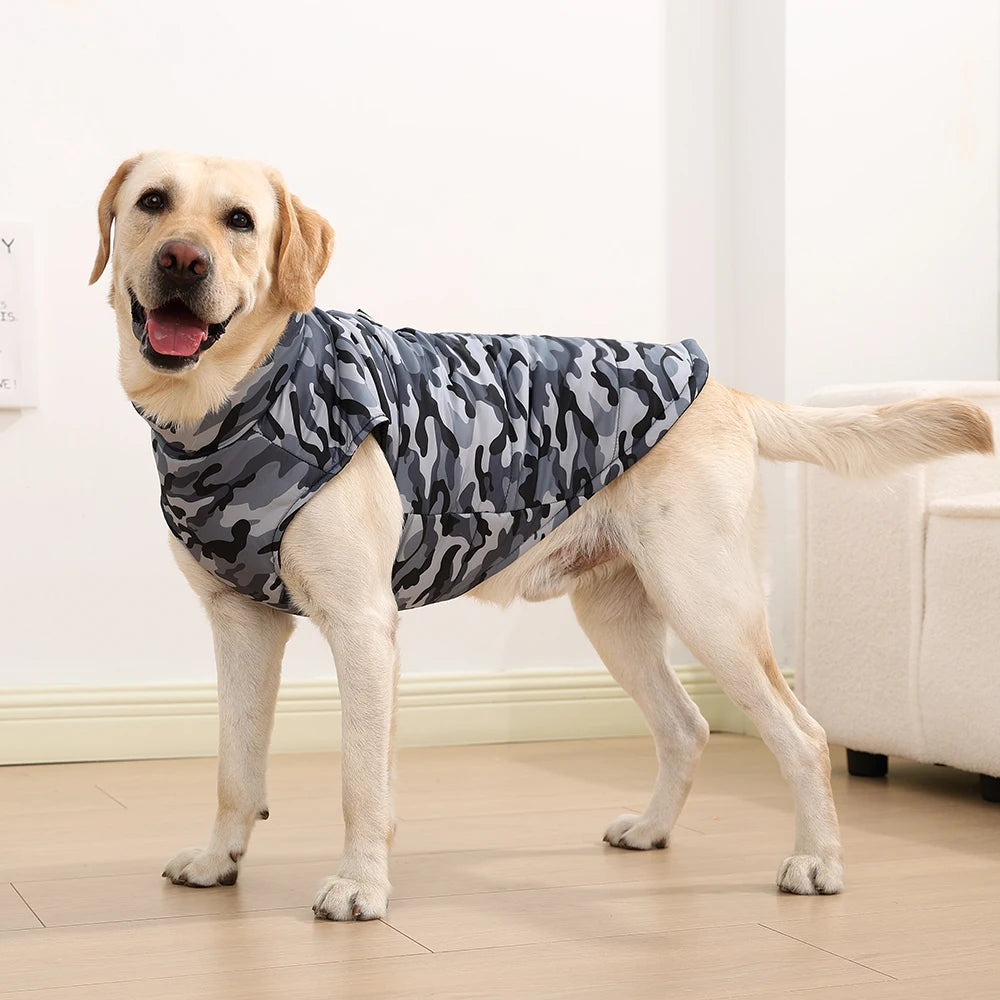 4XL-6XL Large Dog Jacket Clothes Winter Waterproof Coat For Big Dogs Vest Costume Camouflage Print Golden Retriever Pet Overalls