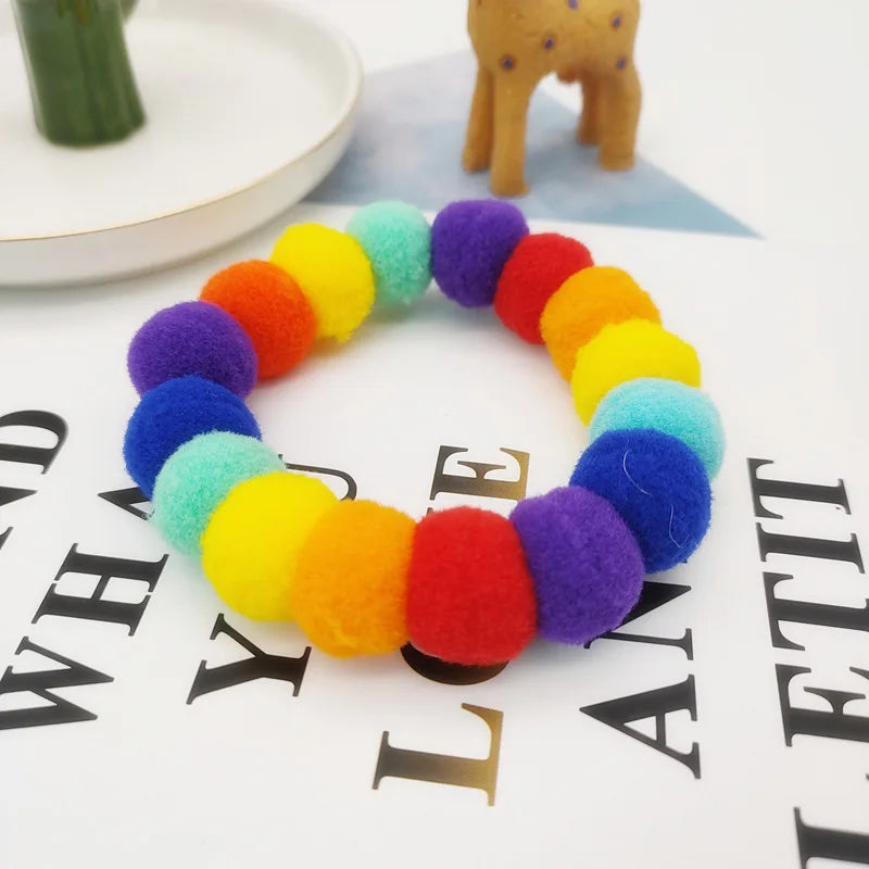 Pet Dog Bow Tie Rainbow Flower Hair Ball Necklace Cat Collar Pet Dog Cat Bowties Neckties Dog Grooming Accessories