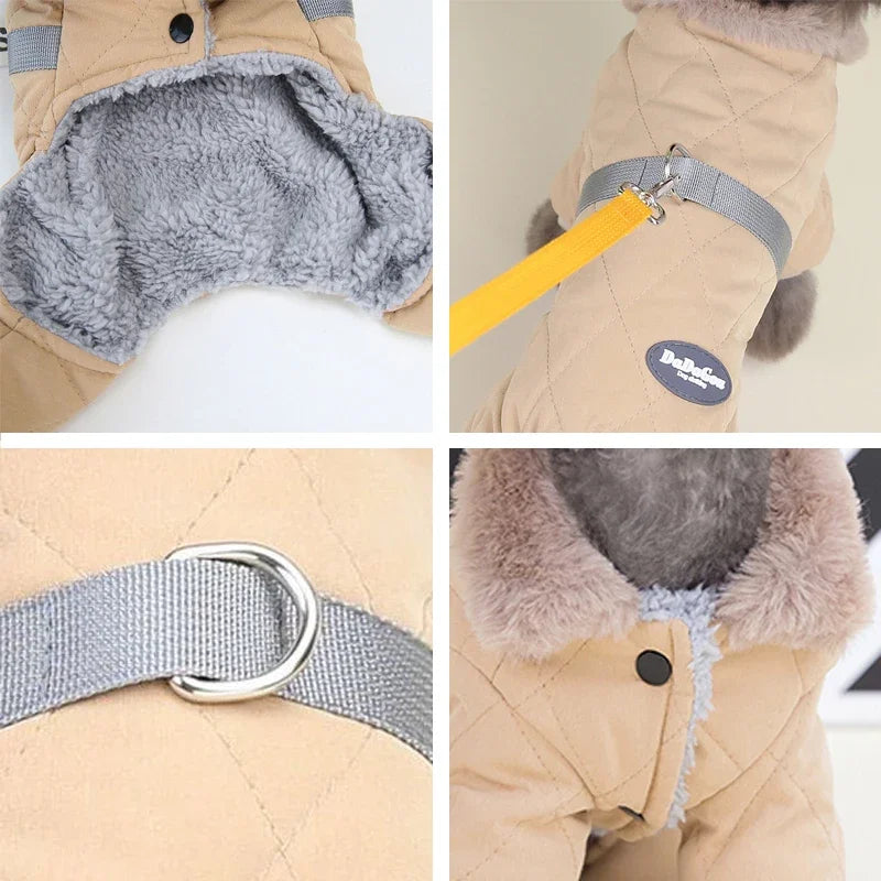 Warm Fleece Dog Jumpsuit For Small Medium Dogs Jacket with D-ring Autumn Winter Puppy Coat Chihuahua Costume Bulldog Pet Outfits