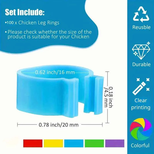 100 pcs Chicken Foot Rings Label Clasp Plastic Poultry Leg Snap Ratchet Clip Digital Duck Pigeon Goose Farm Feed Tool